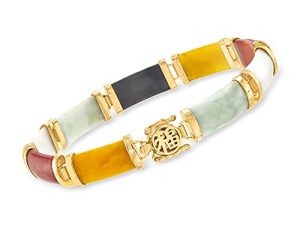 Ross-Simons Good Fortune Jade Bracelet in 18kt Gold Over Sterling