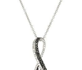 Amazon Collection Sterling Silver Black and White Diamond Infinity Pendant Necklace (1/3 cttw)