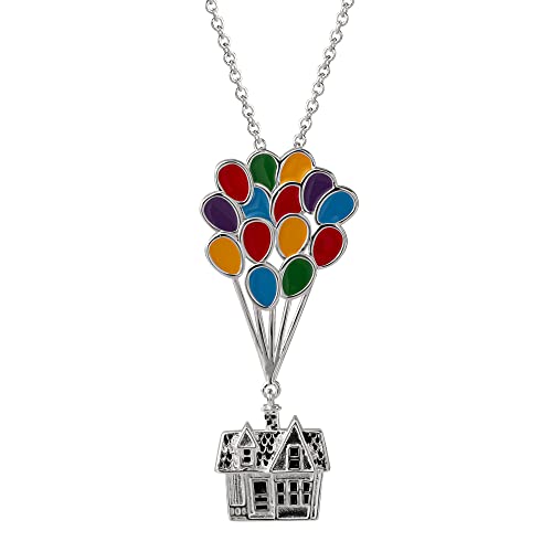 Disney Pixar Up Adventure House Balloon Silver Plated Pendant Necklace Disney Pixar Up Adventure House Balloon Silver Plated Pendant Necklace