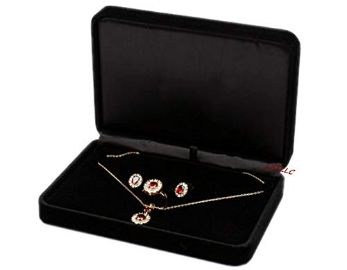 LILY TREACY Deluxe Large Jewelry Set Gift Box Black Velvet for Necklace Earrings Rings Set (Black 170x120x40mm) LILY TREACY Deluxe Large Jewelry Set Gift Box Black Velvet for Necklace Earrings Rings Set (Black 170x120x40mm)