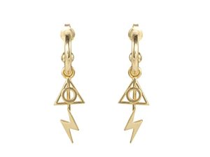 Harry Potter Womens Hoop Earrings with Dangle Harry Potter Charm - Harry Potter Earrings - Harry Potter Jewelry - Harry Potter Gifts
