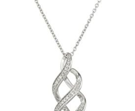 Amazon Collection Sterling Silver Diamond Twist Pendant Necklace (1/10 cttw)