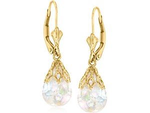 Ross-Simons Floating Opal Drop Earrings in 14kt Yellow Gold