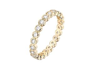 PAVOI 14K Gold Plated Rings Cubic Zirconia Love Ring | 2.8mm Stackable Rings for Women | Gold Rings for Women