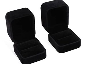 iSuperb Set of 2 Unit Classic Velvet Couple Ring Box Earring Jewelry Case Gift Boxes 2.2x1.9x1.6 inch
