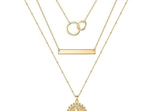 Gold Layered Initial Necklaces for Women Girls