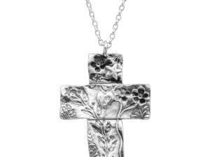 Silpada 'Dropmore' Floral Cross Pendant Necklace in Sterling Silver