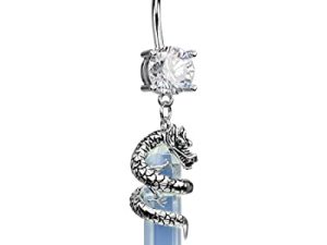 CM Crareesi Mania Dragon Belly Button Rings 14G Belly Rings Dangling Nature Stone Navel Piercing Jewelry Skull Belly Button Piercing Jewelry