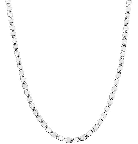 Miabella 925 Sterling Silver Italian Sparkle Mirror Link Chain Necklace for Women Teen Girls Miabella 925 Sterling Silver Italian Sparkle Mirror Link Chain Necklace for Women Teen Girls