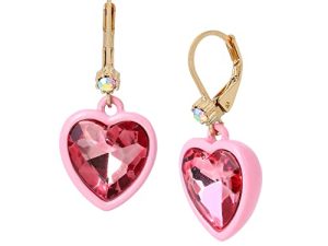 Betsey Johnson Stone Heart Leverback Earrings