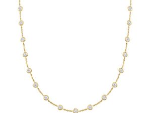 Ross-Simons 10.00 ct. t.w. Bezel-Set CZ Station Necklace in 18kt Gold Over Sterling