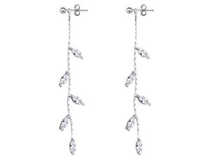 SLUYNZ 925 Sterling Silver Droplet Dangle Earrings Chain for Women Teen Girls Olive Leaf Wedding Dangle Earrings Bridal Earrings