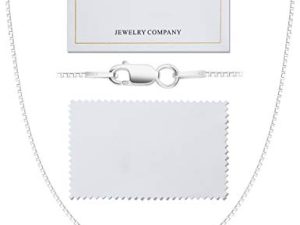 ASHINE 925 Sterling Silver 1mm & 0.8 Italian Box Chain Necklace 16" - 30" with Silver Polishing Cloth