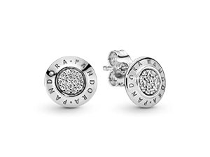 Pandora Jewelry Sparkling Pandora Logo Stud Cubic Zirconia Earrings in Sterling Silver