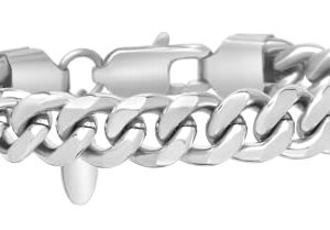 Nautica Men's Bracelet – Stainless Steel Miami Cuban Flat Link Chain Bracelet