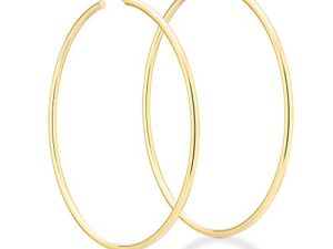 Miabella 18K Gold Over Sterling Silver 2mm High Polished Round Tube Hoop Earrings for Women Men Girls Lightweight Earrings Made in Italy