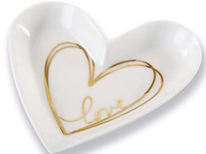 Kate Aspen Shaped Love Ceramic Gold Foil Wedding Trinket Dish