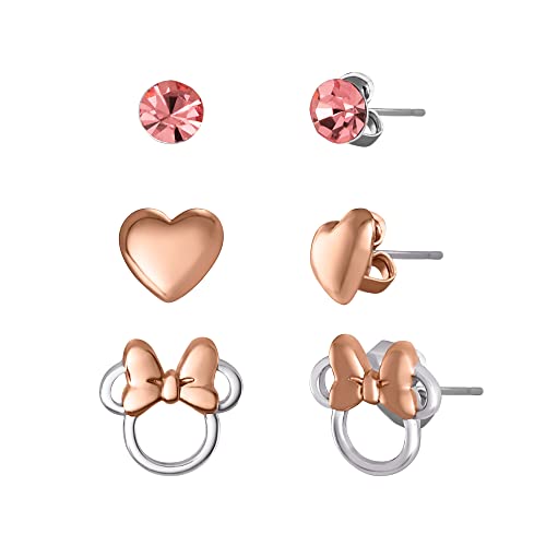 Disney Minnie and Mickey Mouse Silver Plated Crystal Stud Earring Set Disney Minnie and Mickey Mouse Silver Plated Crystal Stud Earring Set