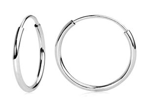 14k White or Yellow Gold Endless Hoop Earrings (10-20x1.0mm)