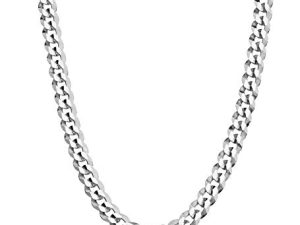 Miabella Solid 925 Sterling Silver Italian 5mm Diamond Cut Cuban Link Curb Chain Necklace for Women Men