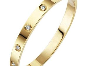Jude Jewelers Classical Plain Stainless Steel Cubic Zircon Filled Bangle Bracelet