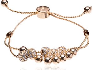 GUESS Womens Double Row Round Bead and Fireball Slider Bracelet