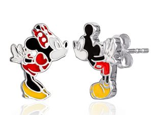 Disney Mismatched Stud Earrings - Mickey Mouse and Minnie Mouse Sterling Silver