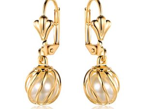 Barzel 18K Gold Plated Pearl Dangling Drop Earrings