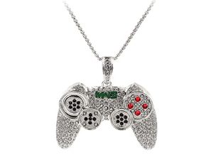 To My Son/Grandson Necklace Colorful Crystal Game Controller Necklaces Punk Hip Hop Friendship Necklace Game Console Necklace for Son/Grandson Best Friends