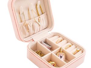 KElofoN Travel jewelry Organizer Travel jewelry case Travel Jewelry box Small Jewelry Organizer Box for Girls Women（pink）