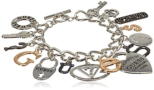 GUESS "Basic Mixed Metal Logo Charm Toggle Charm Bracelet GUESS "Basic Mixed Metal Logo Charm Toggle Charm Bracelet