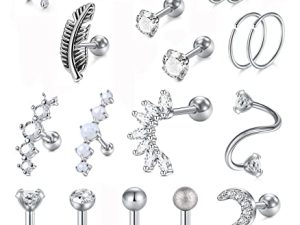 vcmart 16G Cartilage Earring Stud Hoop Tragus Cartilage Piercing Jewelry Surgical Steel Cartilage Earrings for Women Tragus Helix Earrings Forward Helix Piercing Jewelry Conch Piercing Jewelry