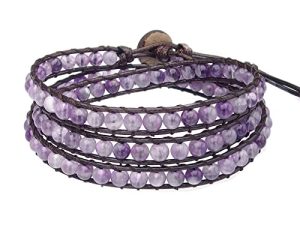 Ayriwoyi Wrap Bracelets for Women Beaded Wrap Bracelet for Women with Natural Stone Women's Wrap Bracelets Adjustable Wrap Bead Bracelet Handmade Lucky Birthdaystone Christmas Gift for Women Girls