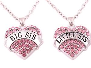 Charm.L Grace Crystal Heart Necklaces Set Mom Big Sis Middle Lil Sister