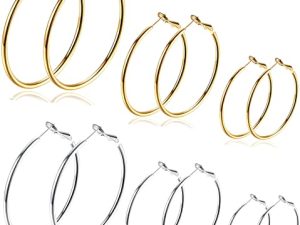 Cocadant 6 Pairs Big Gold Hoop Earrings for Women Girls Set