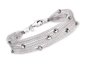 Ross-Simons Italian Sterling Silver 5-Strand Beaded Mesh Bracelet