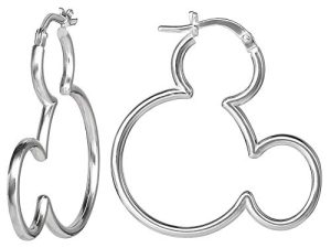 Disney Womens Minnie and Mickey Mouse Outline Hoop Earrings - Mickey Mouse Earrings - Minnie Mouse Earrings - Disney Jewelry