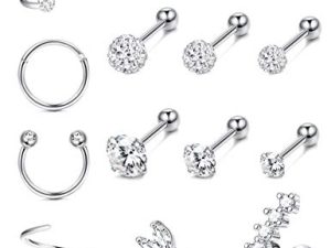 IRONBOX 16G Cartilage Earrings for Women Stainless Steel Conch Piercing Jewelry Helix Earrings Tragus Jewelry 15Pcs