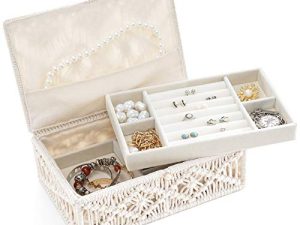 Mkono Macrame Jewelry Box for Women Girls