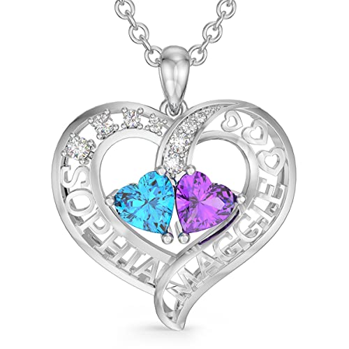 Personalized Gifts for Women Girlfriend Handmade Heart Promise Name Necklace for Her Mom Mother Daughter Necklace with 2 Birthstones Jewelry Gifts for Women Girls Personalized Gifts for Women Girlfriend Handmade Heart Promise Name Necklace for Her Mom Mother Daughter Necklace with 2 Birthstones Jewelry Gifts for Women Girls