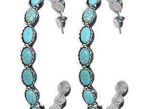 Turquoise Bohemian Metal Hoop Fashion Earring