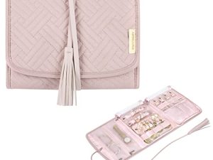 BAGSMART Travel Jewelry Organizer Roll Jewelry Travel Case Jewelry Bag for Necklace