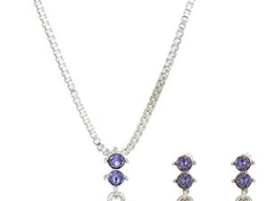 NINE WEST Silver-Tone and Purple Necklace and Earrings Set
