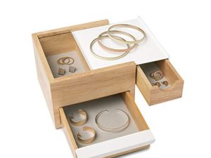 Umbra Mini Stowit Jewelry Box - Modern Keepsake Storage Organizer with Hidden Compartment Drawers
