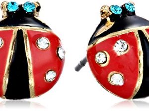 Betsey Johnson Red & Black Ladybug Stud Earrings