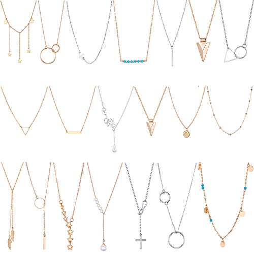 TAMHOO 20 PCS Multiple DIY Layered Choker Necklace for Women with Sexy Coin Moon Star Multilayer Choker Chain Y Necklaces Set Adjustable Gold Silver Bar Pendant Y Necklace for Teens Girls Women TAMHOO 20 PCS Multiple DIY Layered Choker Necklace for Women with Sexy Coin Moon Star Multilayer Choker Chain Y Necklaces Set Adjustable Gold Silver Bar Pendant Y Necklace for Teens Girls Women