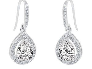 Cate & Chloe Isabel 18k White Gold Teardrop CZ Earrings