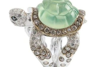 Awmnjtmgpw 925 Sterling Silver Ice Emerald Lovely Little Turtle Innovative Design Beach Wave Vacation Wave Ring Women's Precious Jewelry Size 5-11 (Size 6)