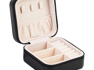 A&A Travel Jewelry Organizer Box - Portable Jewelry Storage Case Black