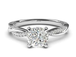 Solid 14k White Gold 4-Prong Petite Twisted Vine Simulated 1.0 CT Diamond Engagement Ring Promise Bridal Ring